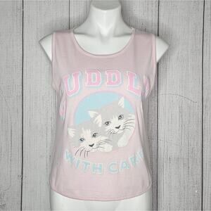 Vintage 80s 90s Cuddle with Care Kitty Cat Sleeveless Top, size Medium